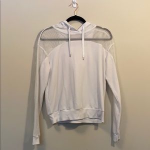 White hoodie, half mesh sleeves
